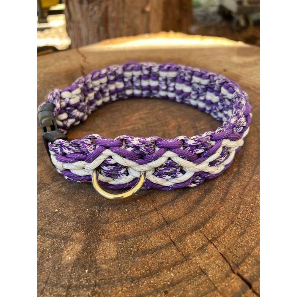Fits 16.5 in. Neck Size, Diamond Chainmail Paracord Dog Collar